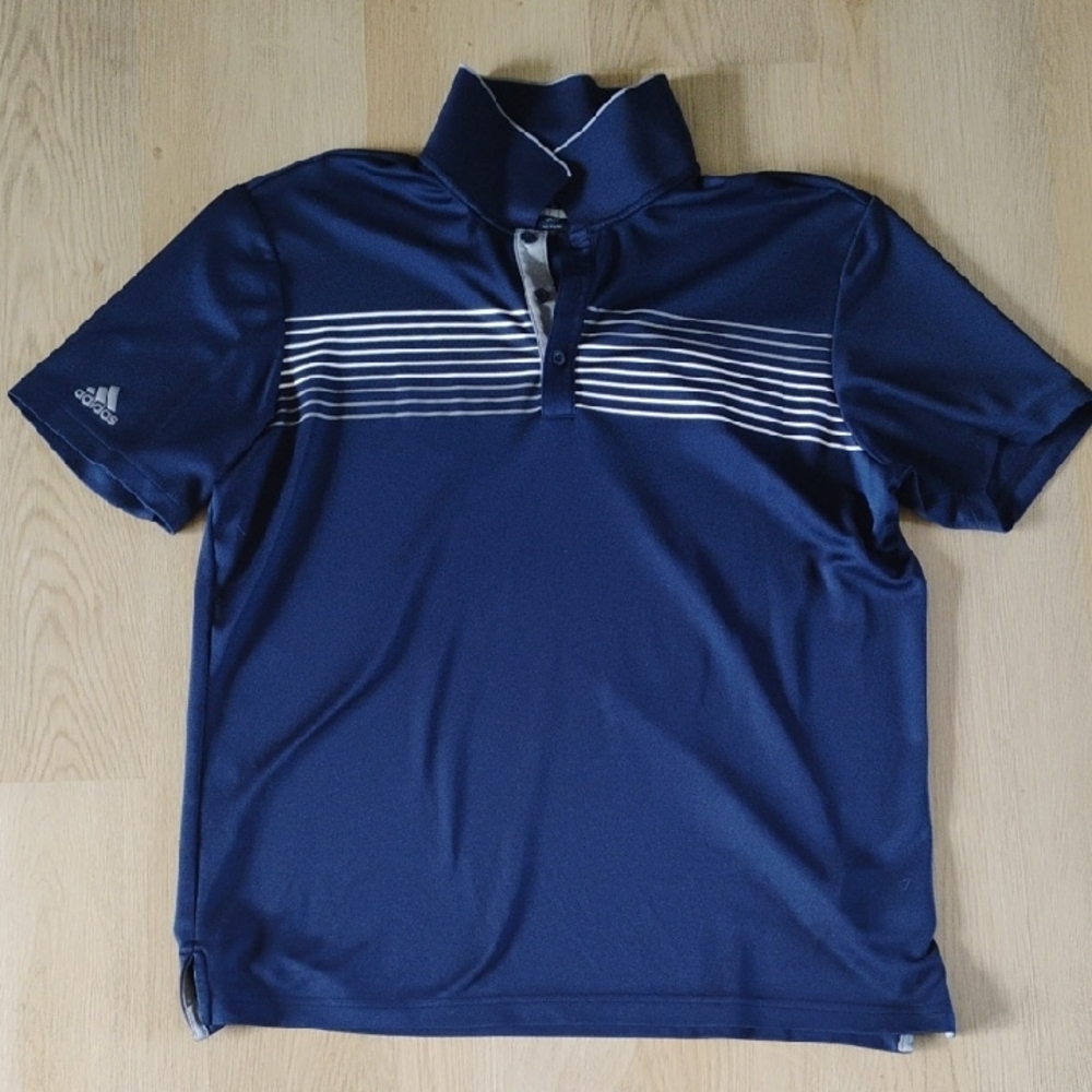 Adidas Men's Striped Navy Golf Shirt